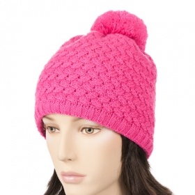 knitted cap with a bobble - 