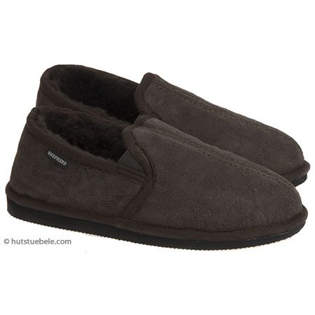 Lined lambskin slippers for man with hard sole