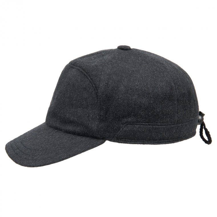 base cap with earflaps in cashmere