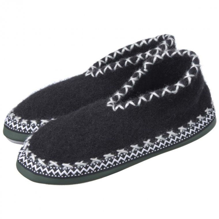 Warm hut slippers with genuine leather sole in Alpler model