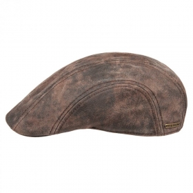 sporty flat cap in genuine leather - 