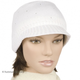 sporty wool cap with small visor and strass by Swarovski for women - 