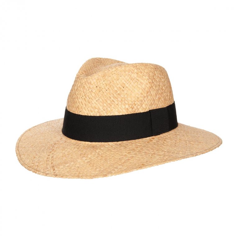 Straw hat with black band for men by HUTTER