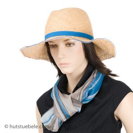 Summer hat with broad brim and coloured band set