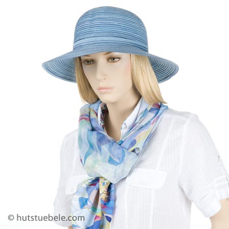 Shapely summer hat with stripes and broad brim