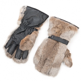 women gloves with leather and rabbit fur - 