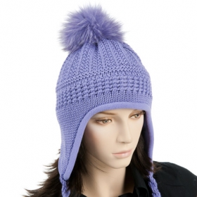 wonderful woolcap with pompon in fur - 