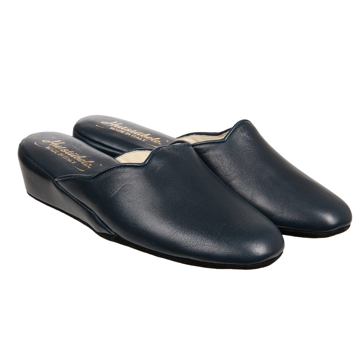Damen Leder Plattform Hausschuhe