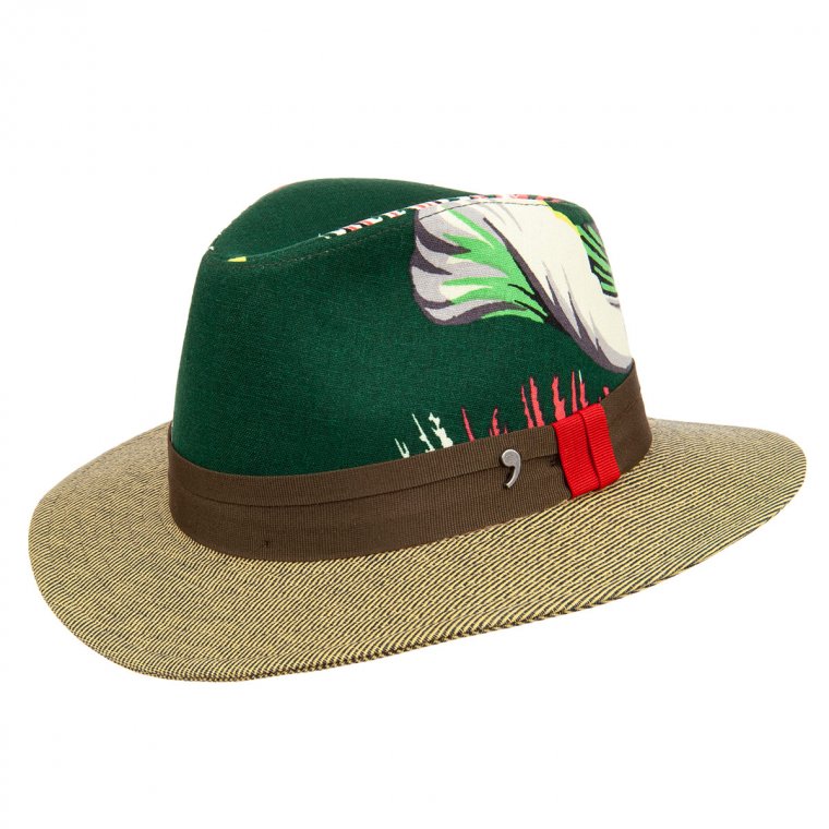 Green Linen Traveller Fabric Hat 