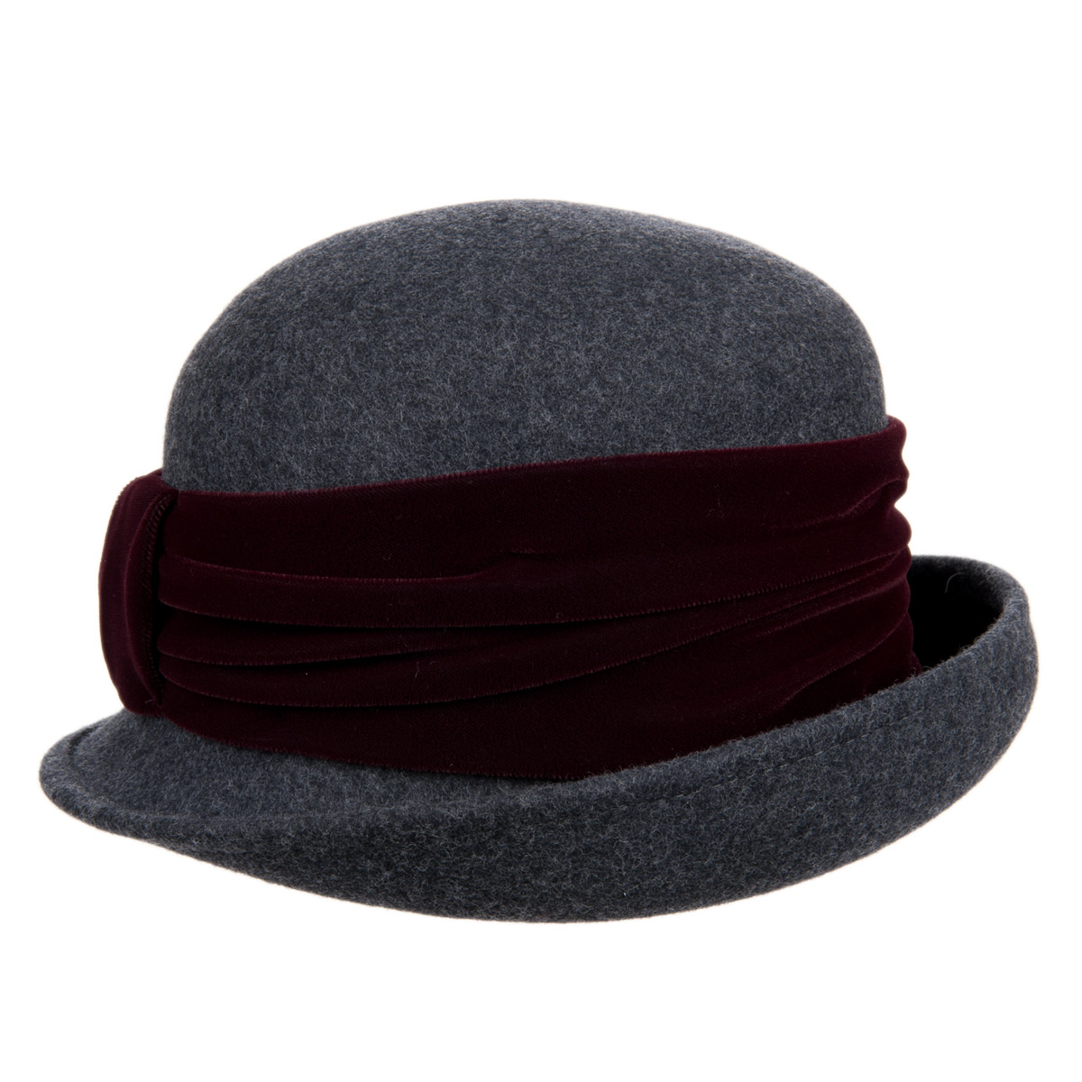 Cloche hat with velvet decoration