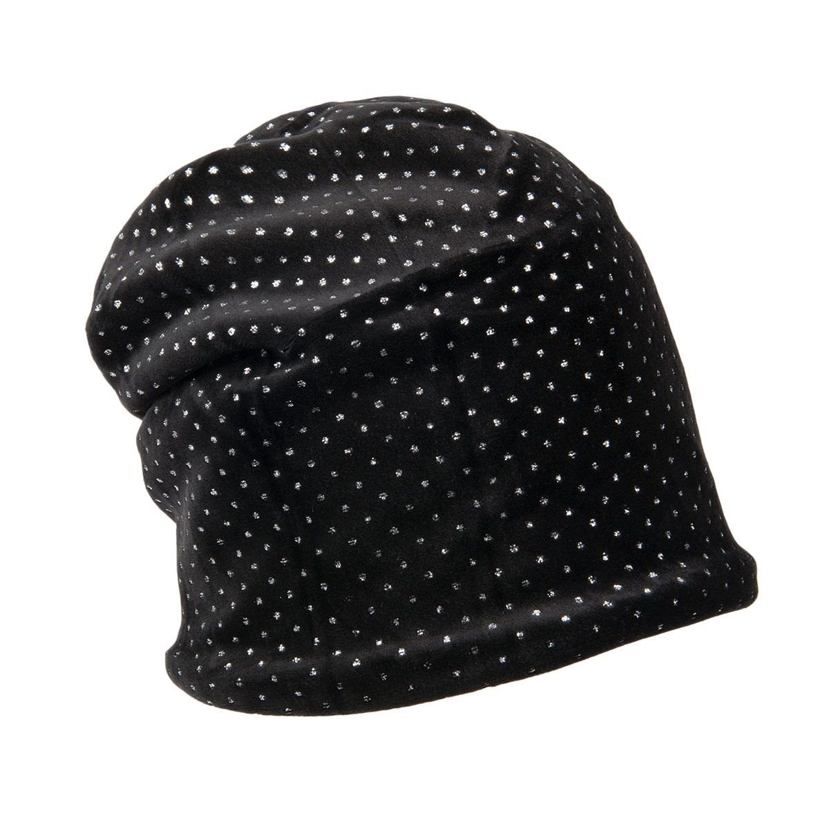 Damen Beanie Mutze In Samt Mit Glitzerpunkten Hutstuebele Hute Mutzen Handschuhe Schals Sowie Kuschelig Warme H