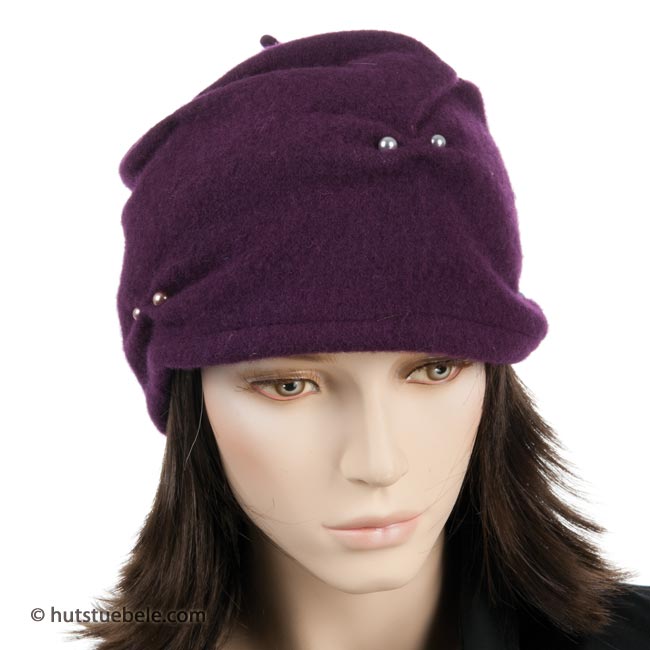 Damen Wintermützen by Mayser Walkmützen mit Perlen und Raffung