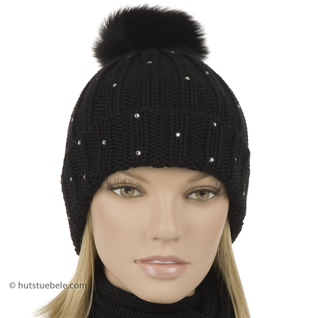 warme Damen Strickmütze mit Strasssteinen warme Damen Strickmütze mit Strasssteinen