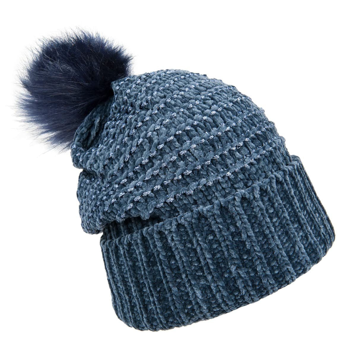 LADIES POMPON CAP CINIGLIA LUREX 