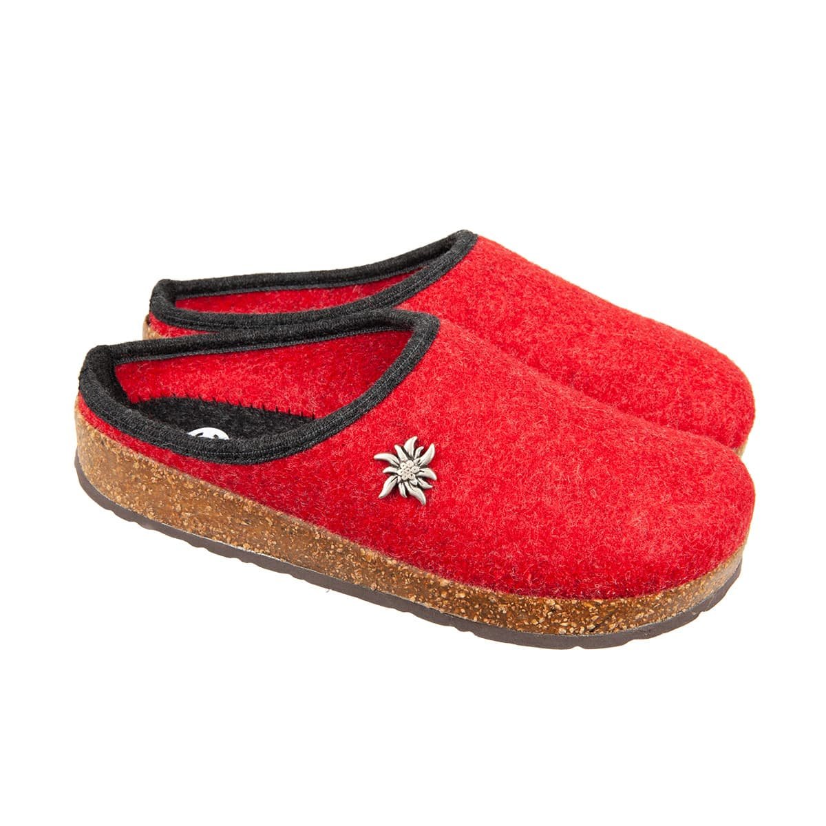 FELT SLIPPERS WOMEN'S PURE WOOL SLIPPERS WITH RUBBERIZED CORK SOLE