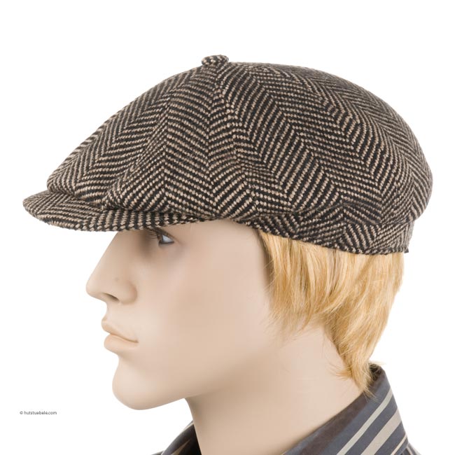 pure wool herringbone flat cap