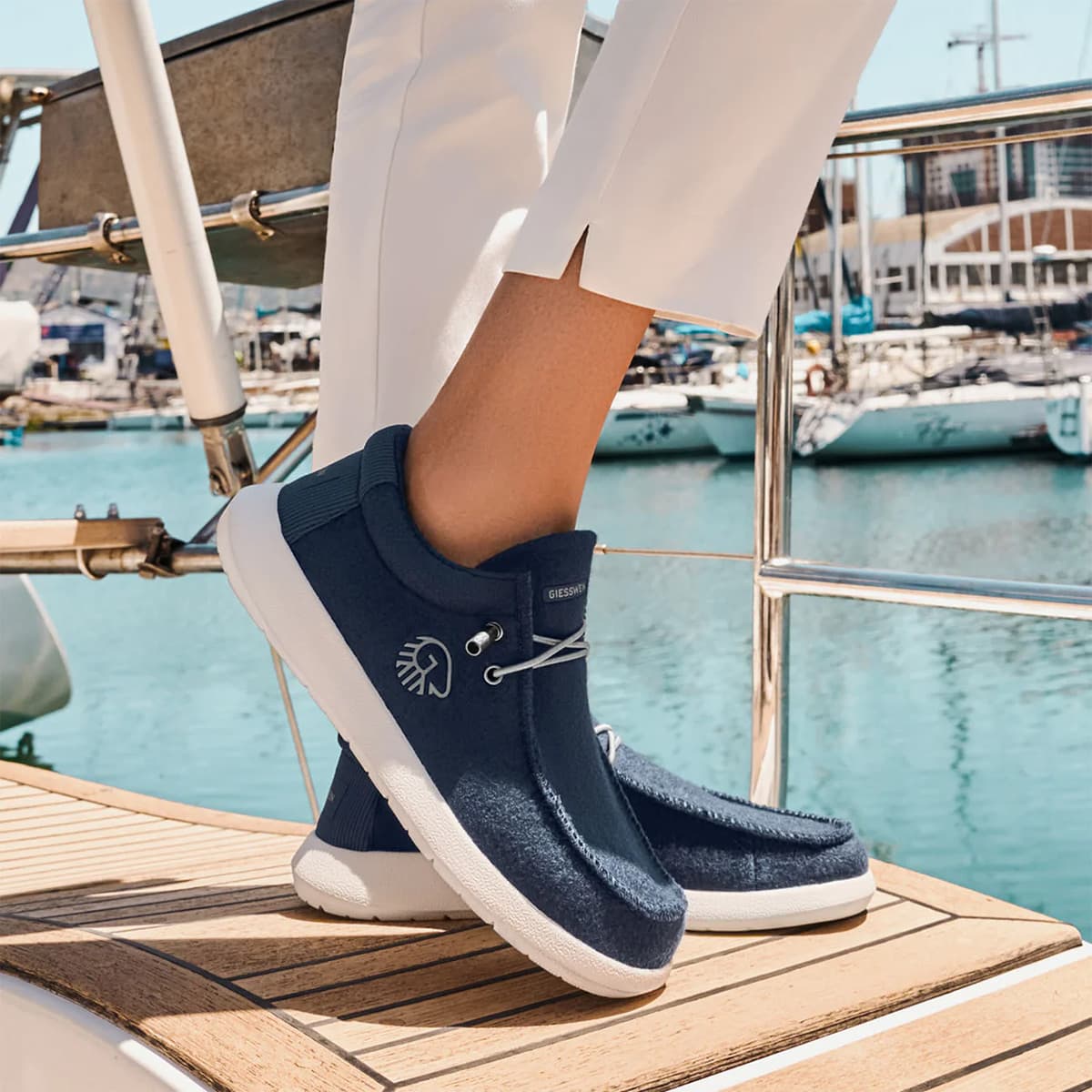 GIESSWEIN Merino Mokassin Damen ocean blue