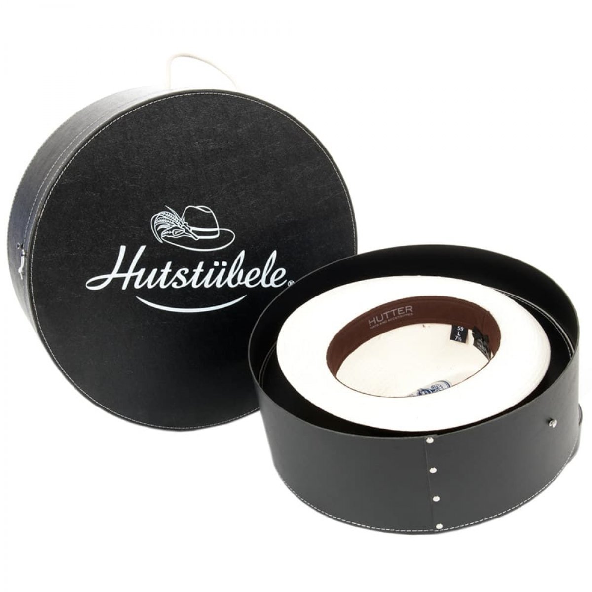 hatbox with Hutstuebele Logo