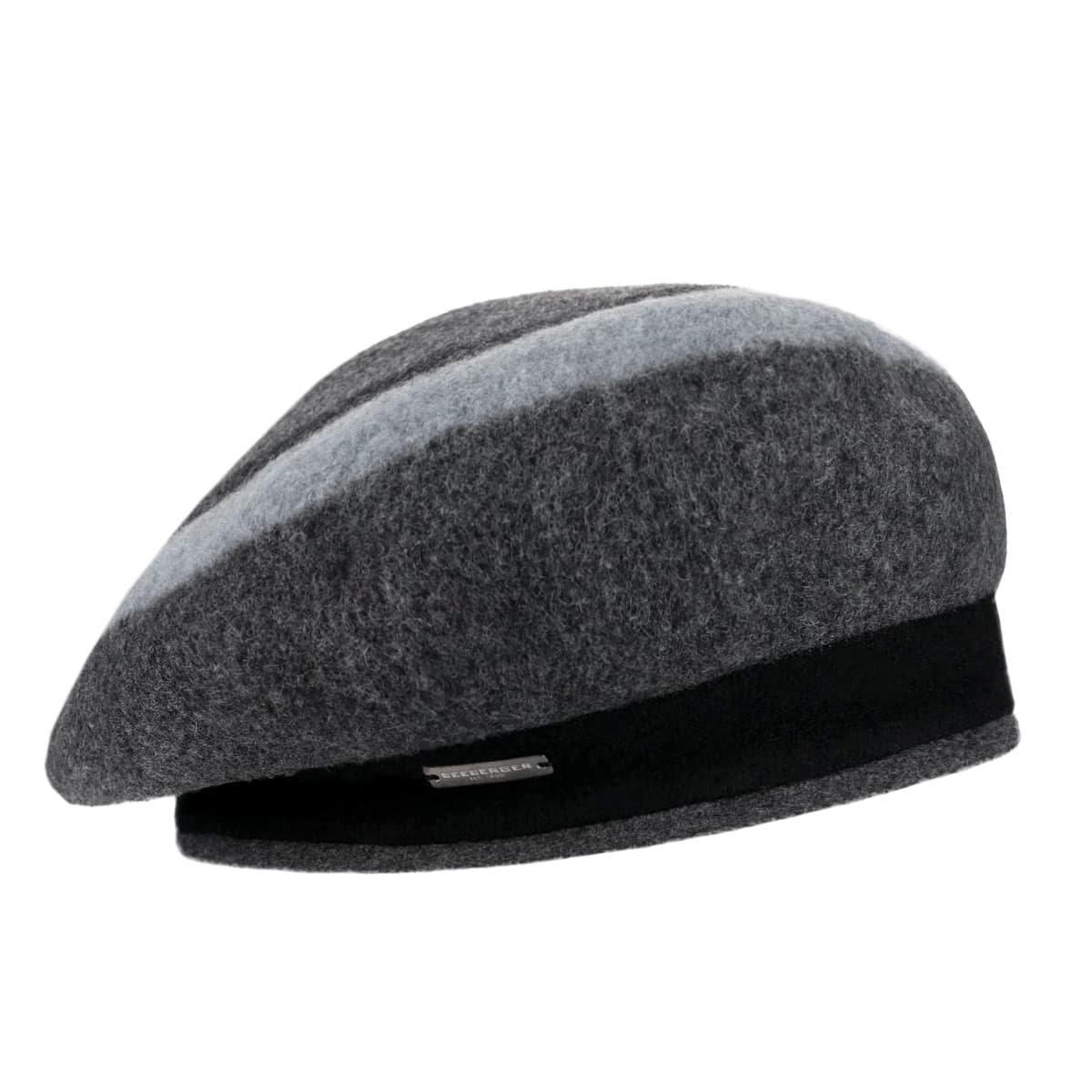 Seeberger Panelled Boiled Wool Hat With Fur Pom Black 10 main image 1