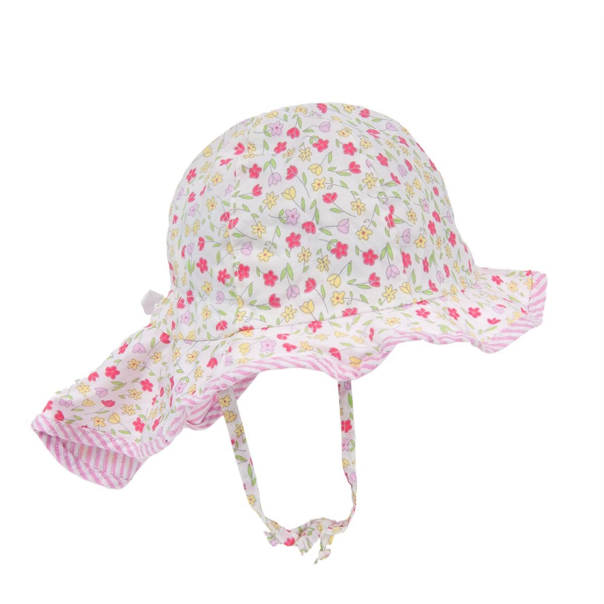 White Sterntaler Girls Sun Hat with Ties and Neck Protection Age: 12-18 months Size: 49