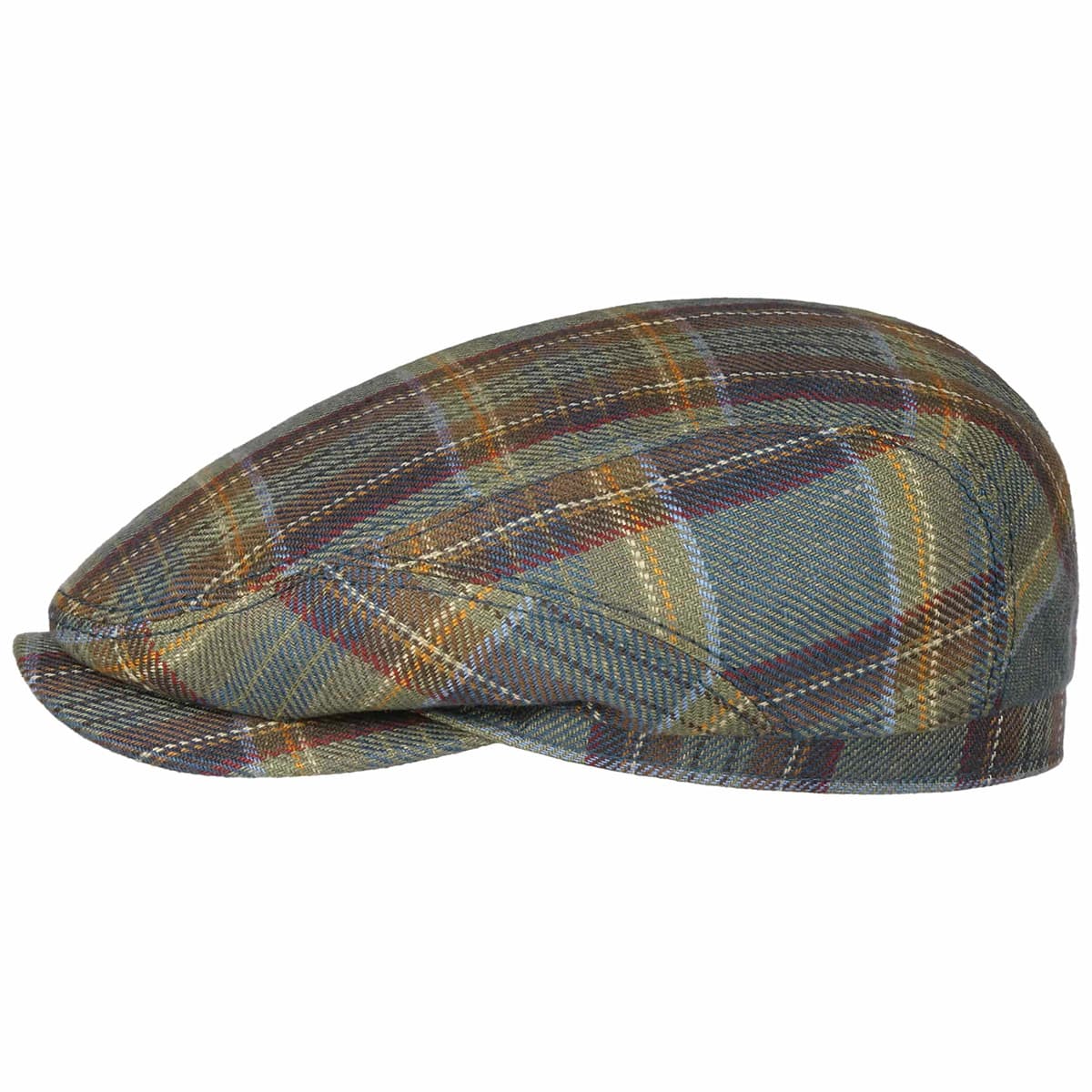 STETSON flat cap: check canvas for men