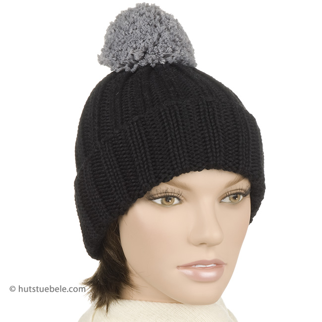 Slouch Lang Beanie Damen Strickmütze Bommelmütze Winter Mütze Bommel Wintermütze 