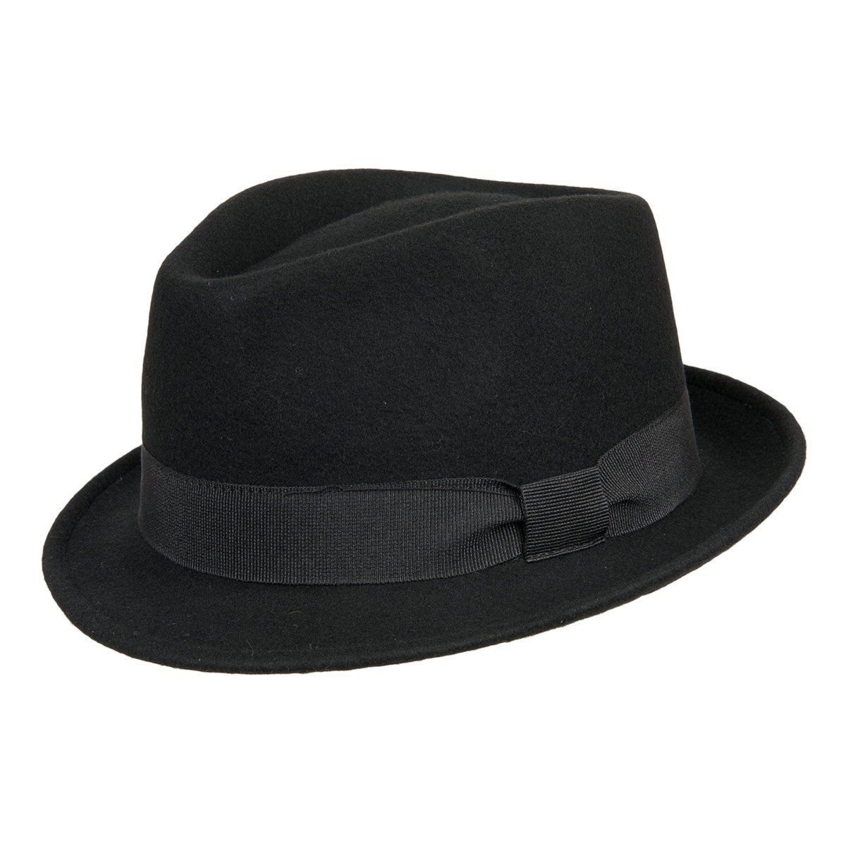 Trilby Hut in schwarz mit schwarz grauem Stoffband Hüte 