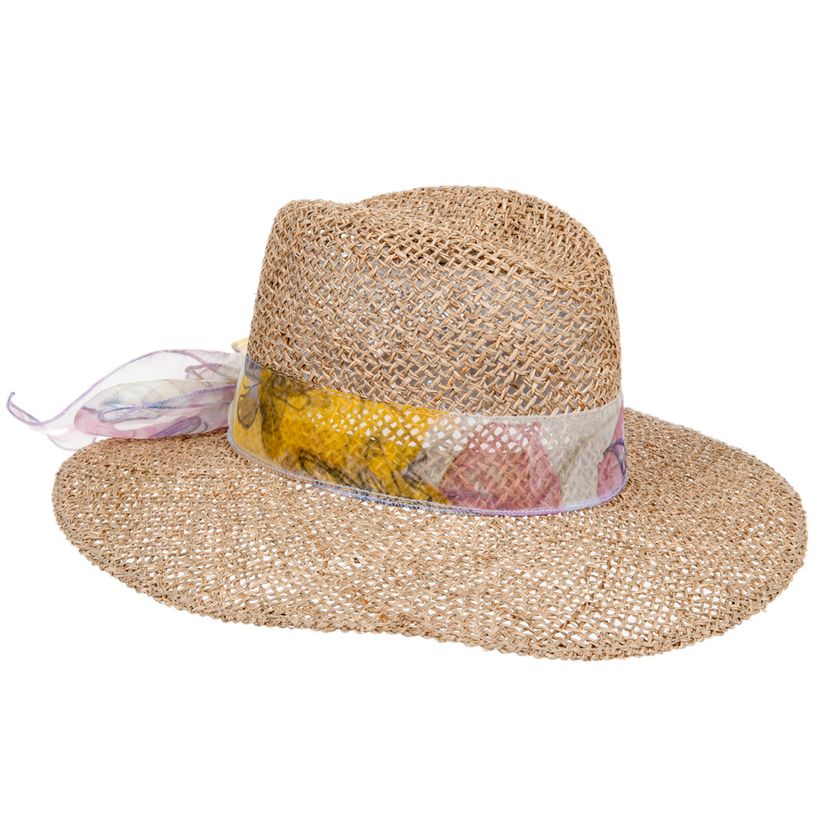 Women's Rainbow Band Flip Sun Beach Straw Hat Cowboy Hat HA4-7 