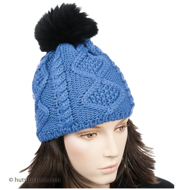 wooly cap with fur booble --> Online Hatshop for hats, caps, headbands ...